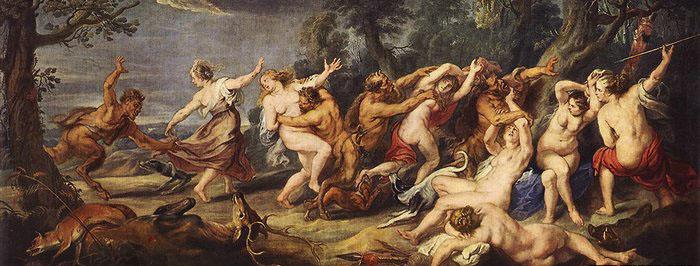 RUBENS, Pieter Pauwel Diana and her Nymphs Surprised by the Fauns oil painting picture
